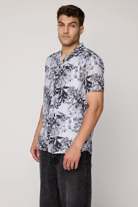 Grey Tropical Printed Casual Shirt