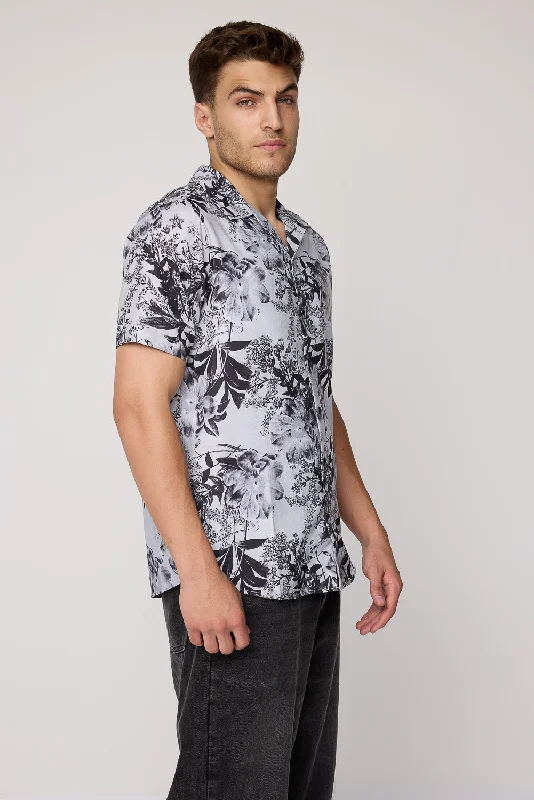 Grey Tropical Printed Casual Shirt