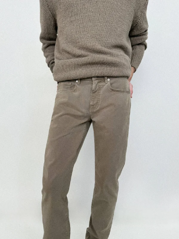 L'Homme Slim Brushed Twill -- Dark Khaki