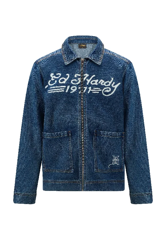 Mens Panther Denim Team Jacket - Indigo