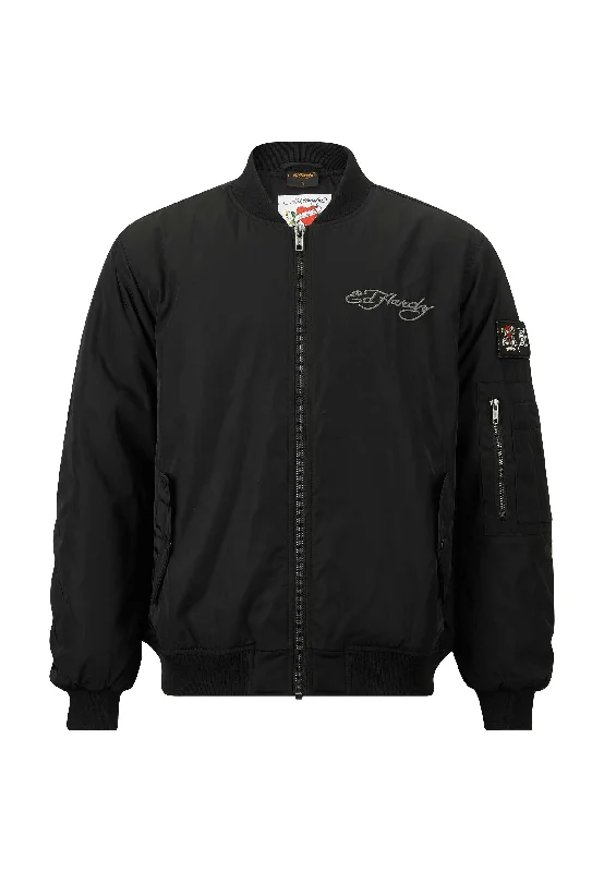 Mens Tonal Double Venom Ma1 Bomber Jacket - Black