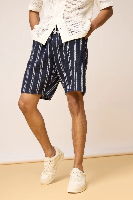 True Navy Striped Bermuda Shorts