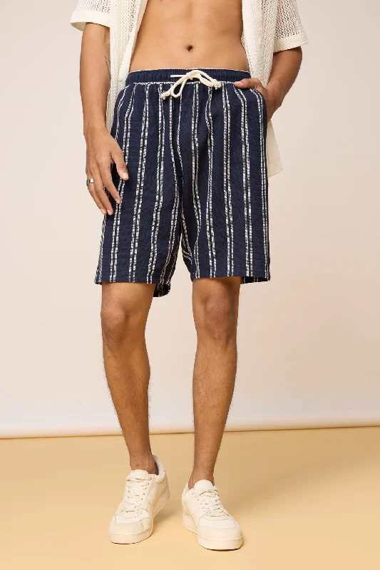 True Navy Striped Bermuda Shorts