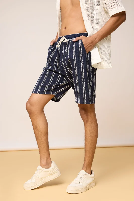 True Navy Striped Bermuda Shorts