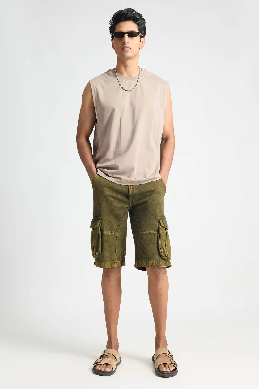 Olive Tinted Mens Cargo Shorts