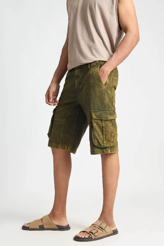 Olive Tinted Mens Cargo Shorts