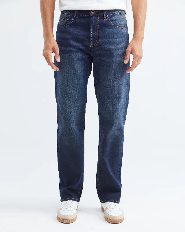 RELAXED FIT HIGH-RISE JEANS IN DARK WASH