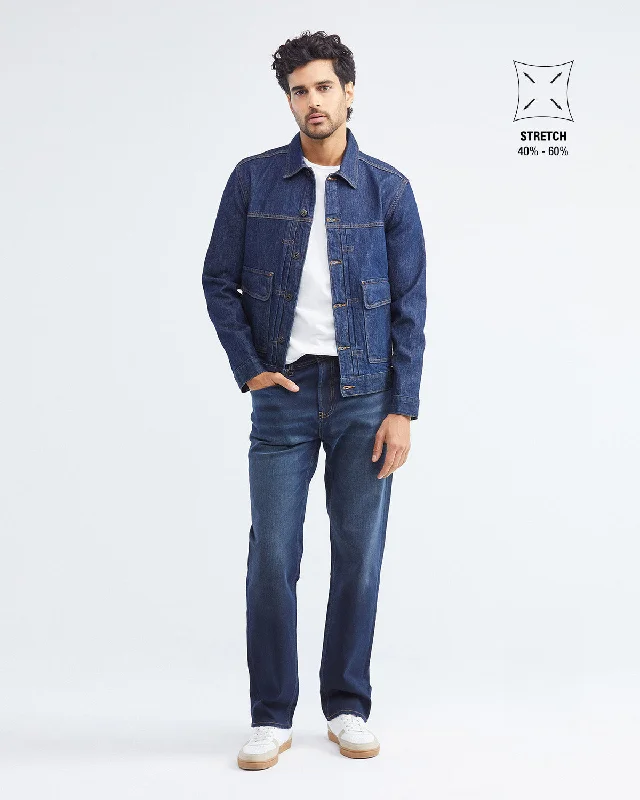 RELAXED FIT HIGH-RISE JEANS IN DARK WASH