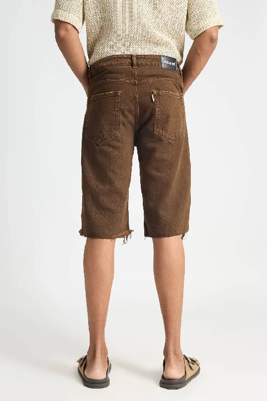 Tan Denim Mens Shorts