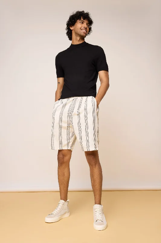 Ebony Striped Ivory Bermuda Shorts