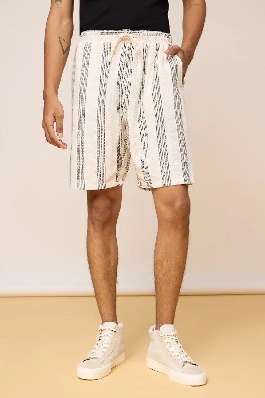 Ebony Striped Ivory Bermuda Shorts