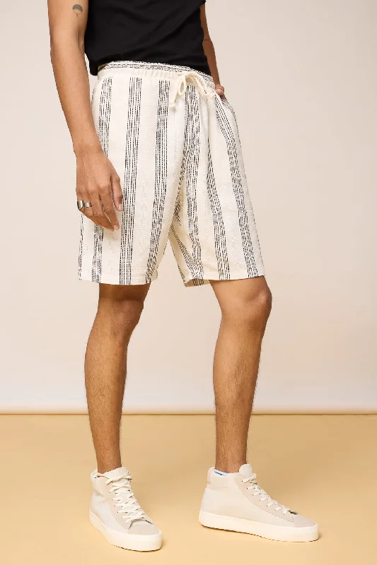 Ebony Striped Ivory Bermuda Shorts