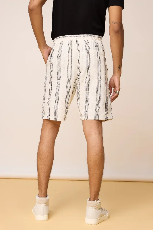 Ebony Striped Ivory Bermuda Shorts