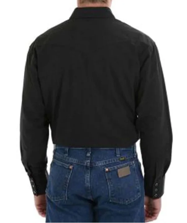 WRANGLER® WESTERN SNAP SHIRT - LONG SLEEVE SOLID BLACK