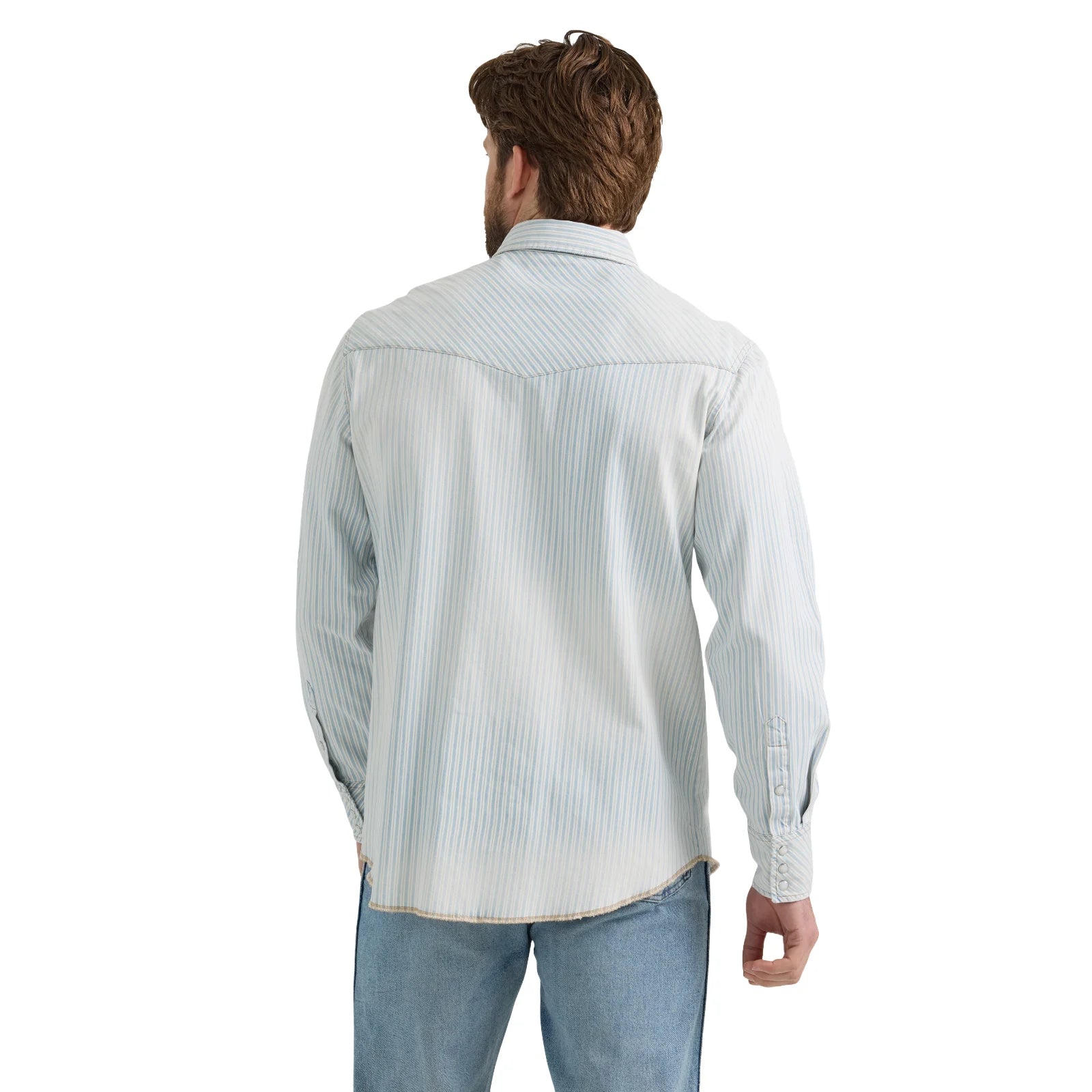 Wrangler White and Blue Snap Button Shirt