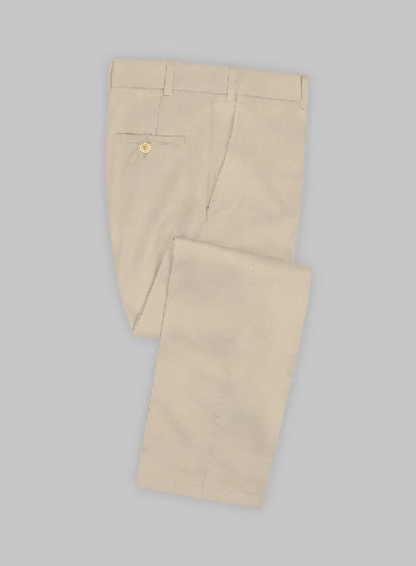 Italian Sand Beige Cotton Stretch Pants