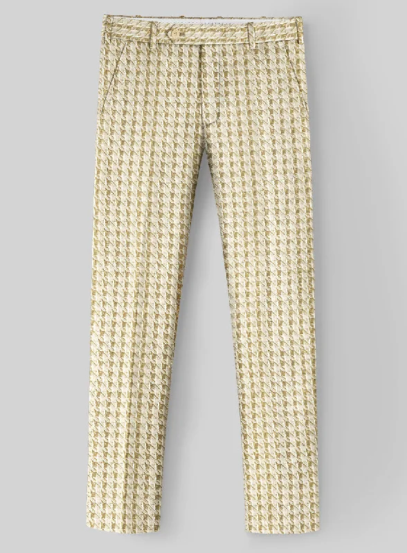 Italian Silk Golden Houndstooth Pants