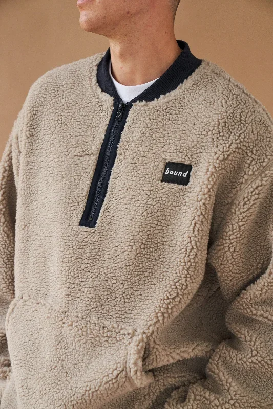 biege-half-zip-fleece-pullover