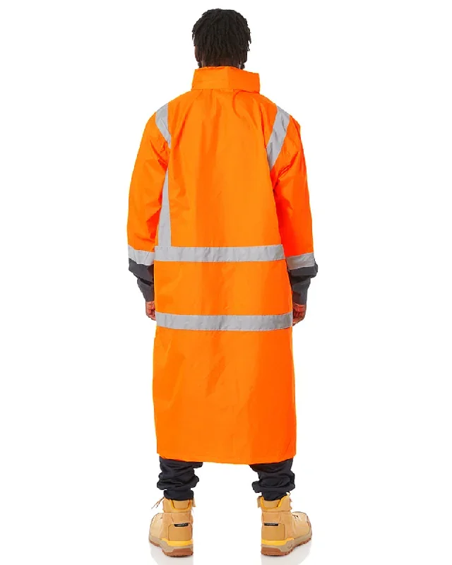 bisley-hi-vis-taped-long-rain-coat-orange-navy