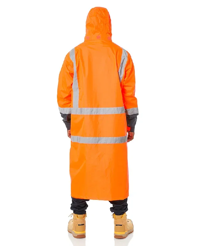 bisley-hi-vis-taped-long-rain-coat-orange-navy