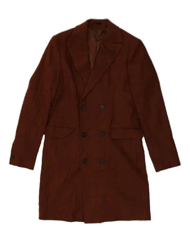 BOLONGARO TREVOR Mens Double Breasted Coat UK 36 Small Brown