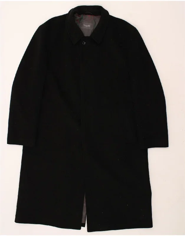 BUGATTI Mens Overcoat IT 58 4XL Black Virgin Wool