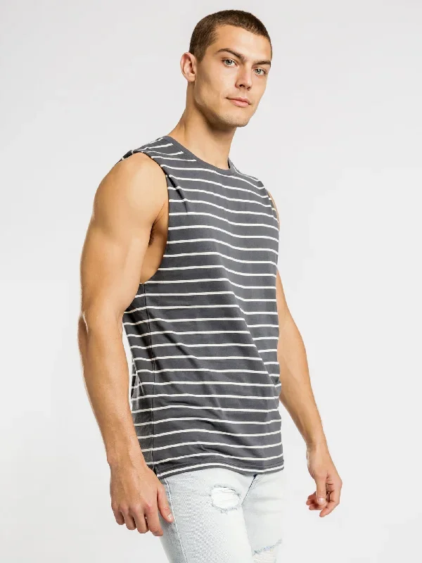 Casper Stripe Muscle T-Shirt in Ink Stripe