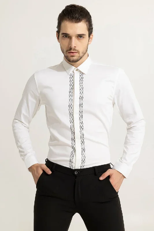 Criss Cross Beaded White Shirt