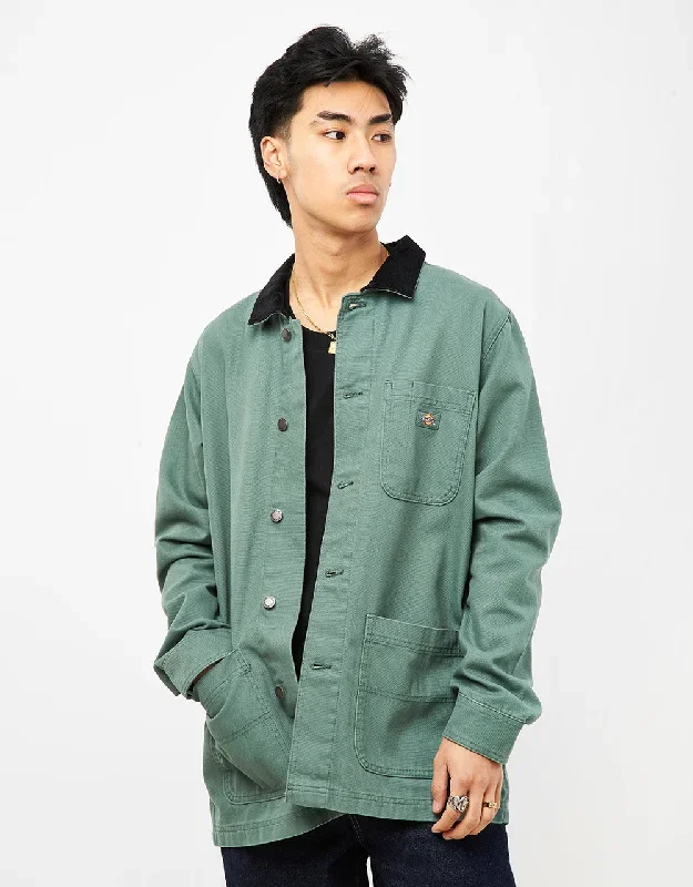 Dickies Duck Canvas Unlined Chore Coat - Stone Washed Dark Forest