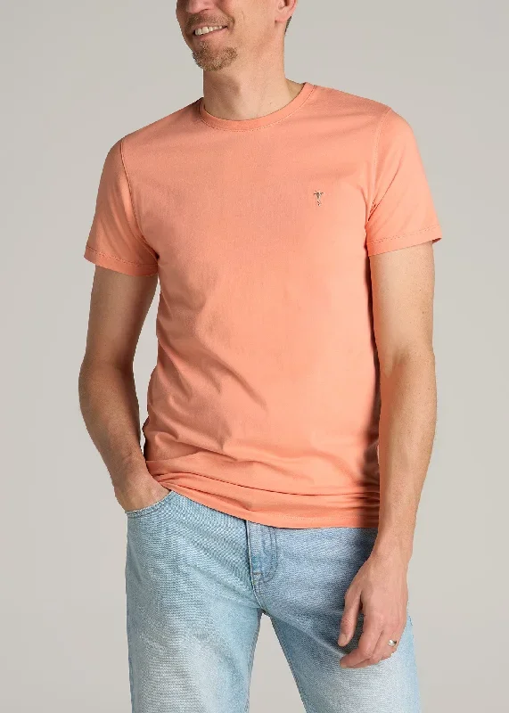 MODERN-FIT Embroidered Logo Crewneck T-Shirt for Tall Men in Apricot Crush