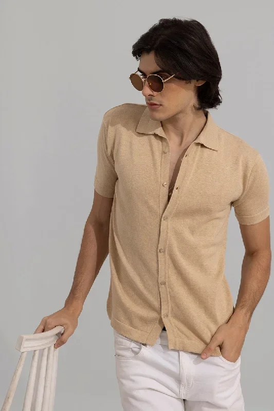 Fine Knit Beige Shirt