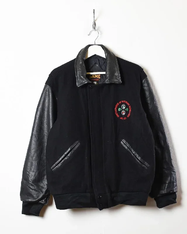 Game Brotherhood Leather Varsity Jacket - Medium