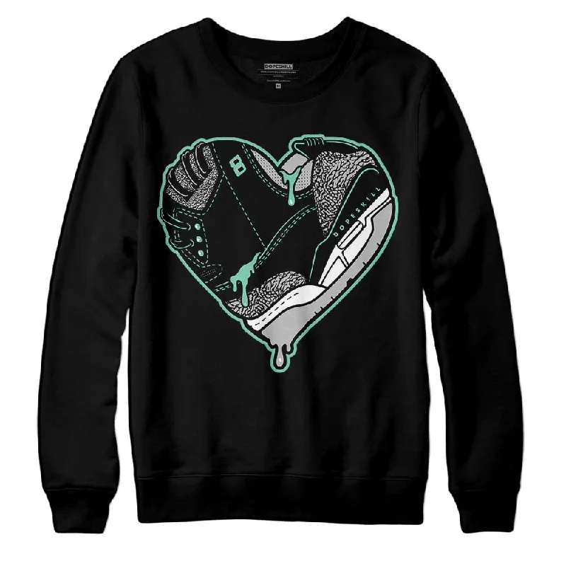 Green Glow 3s DopeSkill Sweatshirt Heart Jordan 3 Graphic