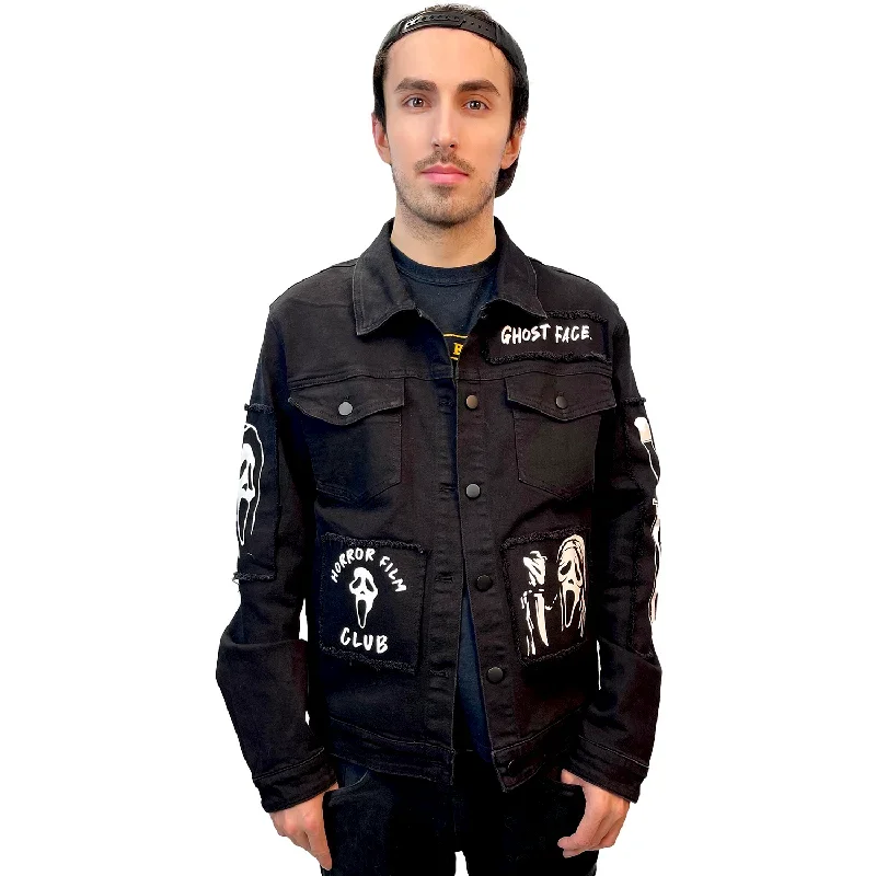 Ghostface Black Denim Jacket w/ Frayed Patches