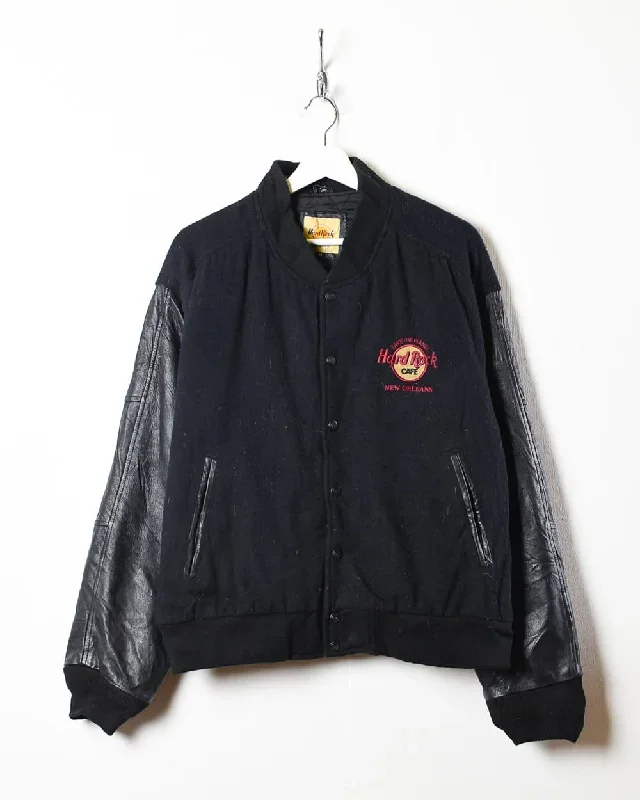 Hard Rock Caf Leather Varsity Jacket - Medium