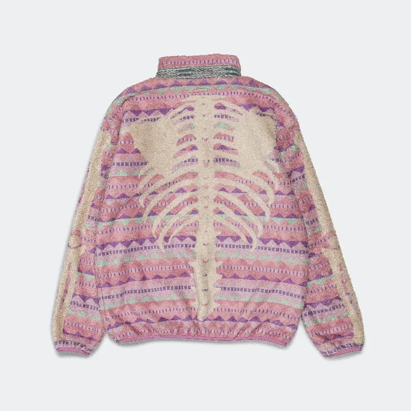 kapital-ashland-stripe-bone-fleece-zip-blouson-pink-fw23