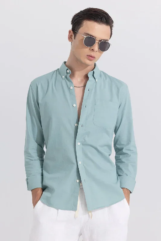 Linen Blend Pastel Green Shirt