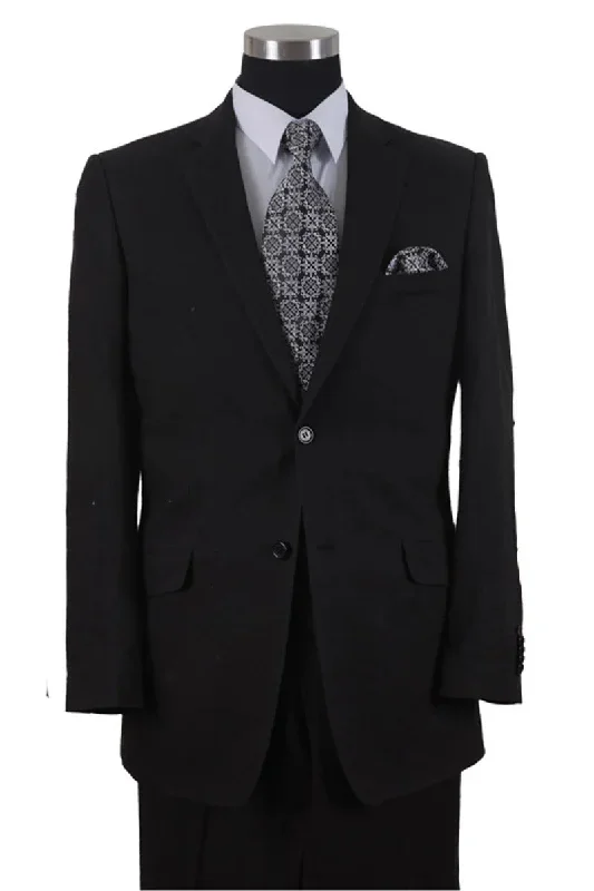 Mens 2 Button 100% Linen Black Suit