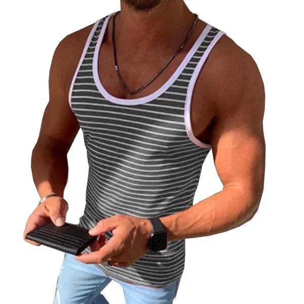 Men's Casual Striped Sports Tank Top 75729762M