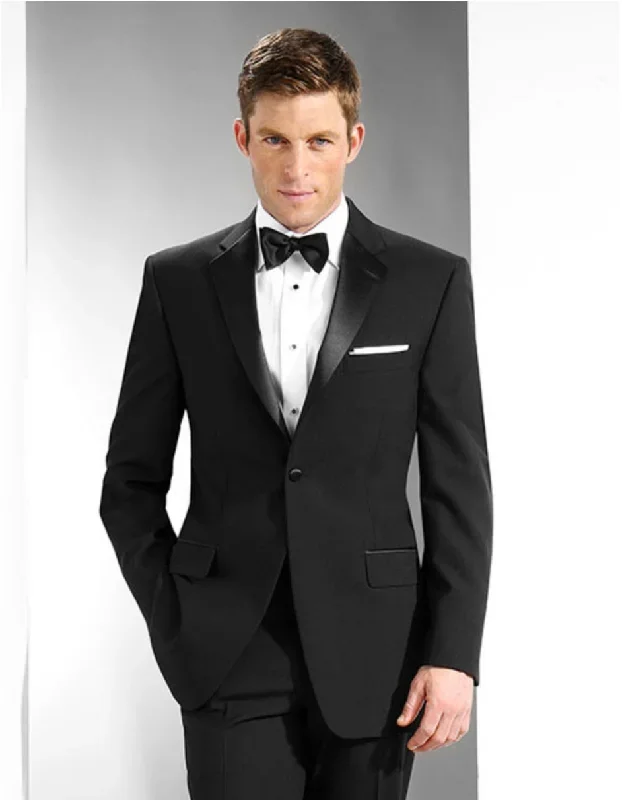 Mens Classic 2 Button Wool Tuxedo in Black