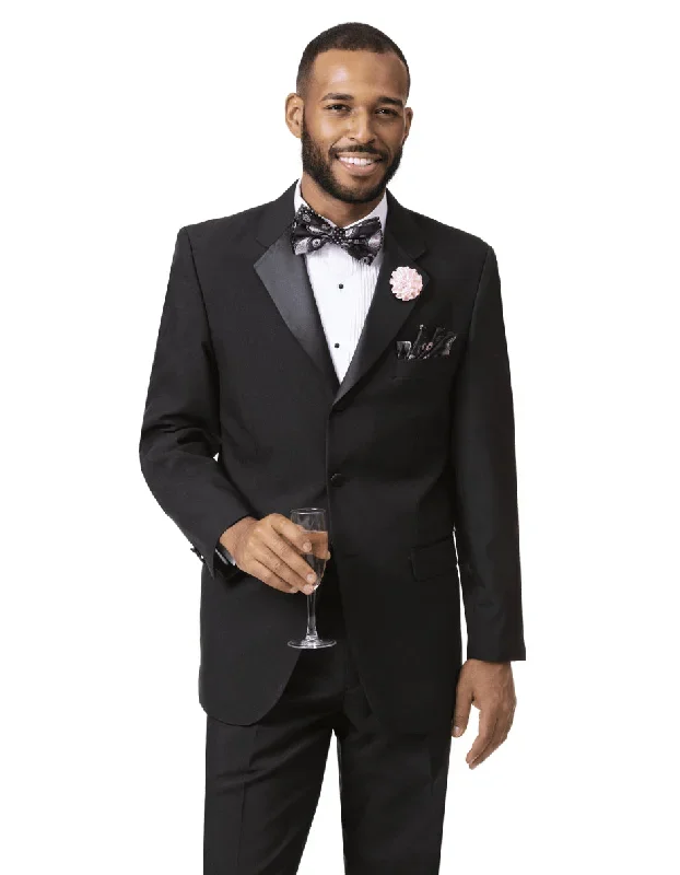 Mens Classic 3 Button Notch Lapel Tuxedo in Black