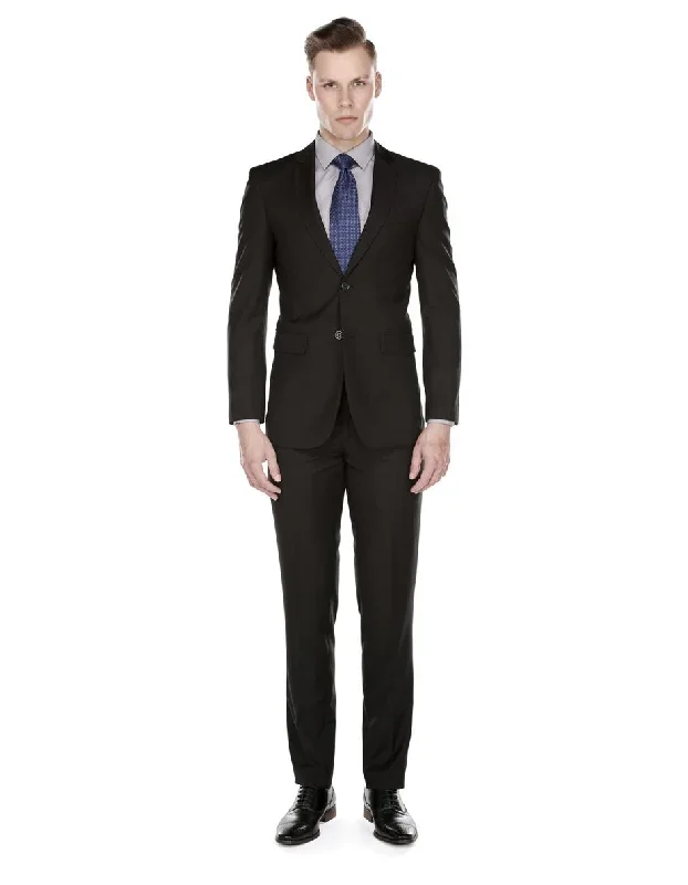 Mens Skinny Slim Funeral Suit Black