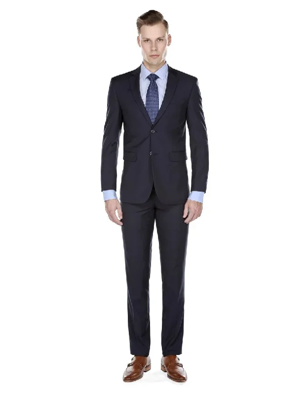 Mens Skinny Slim Funeral Suit Navy Blue