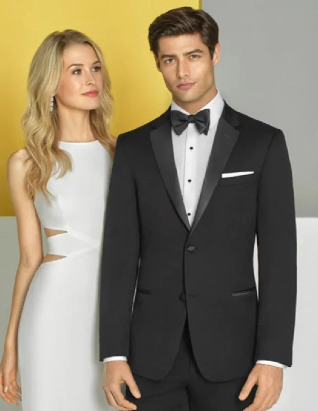 Mens Designer Slim Fit Two Button Wedding Tuxedo in Black