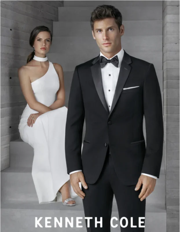 Mens Slim Fit Two Button Notch Tuxedo Black