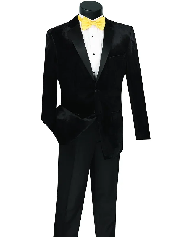 Mens Velvet Notch Tuxedo in Black