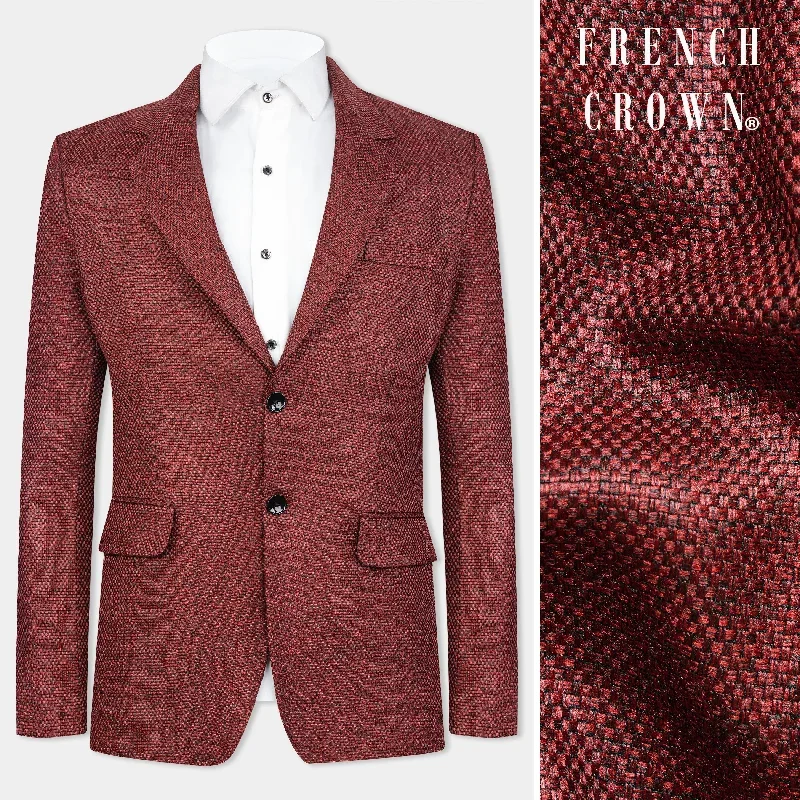 Merlot Red Single Breasted Designer Blazer