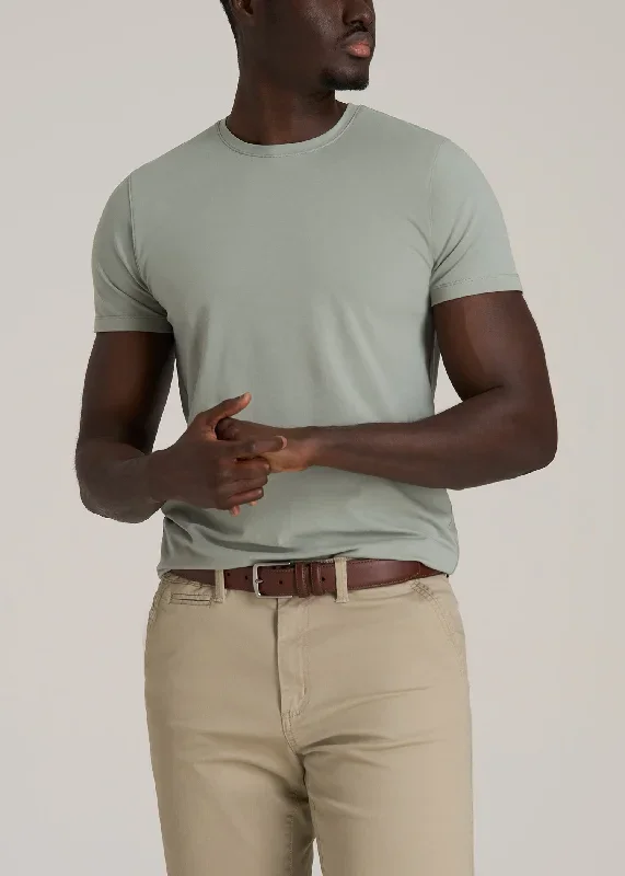 Stretch Cotton MODERN-FIT T-Shirt for Tall Men in Seagrass