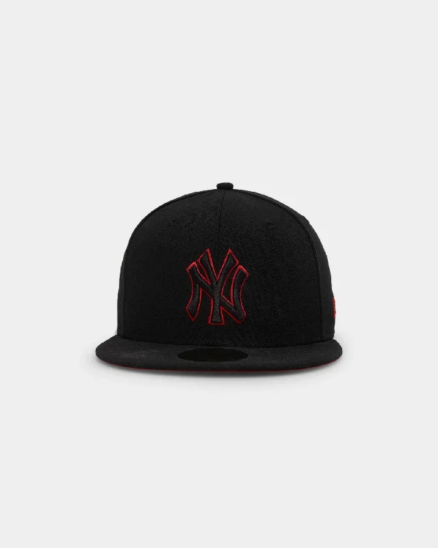 New Era New York Yankees Scarlet Bottom 59FIFTY Fitted Black/Scarlet