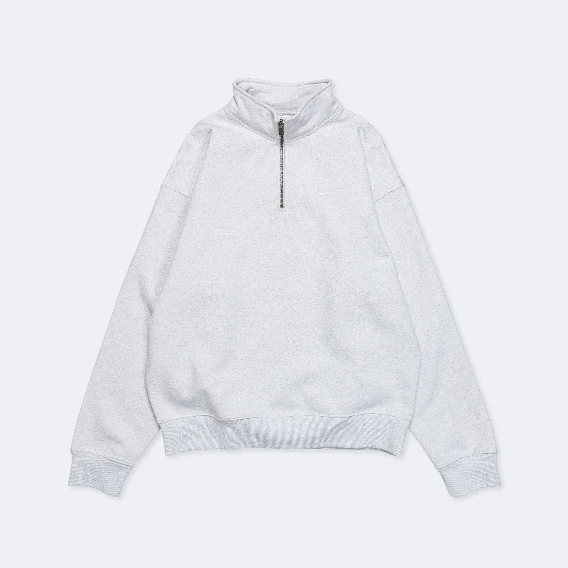 NikeLab Solo Swoosh Fleece ¼ Zip - Birch Heather/White